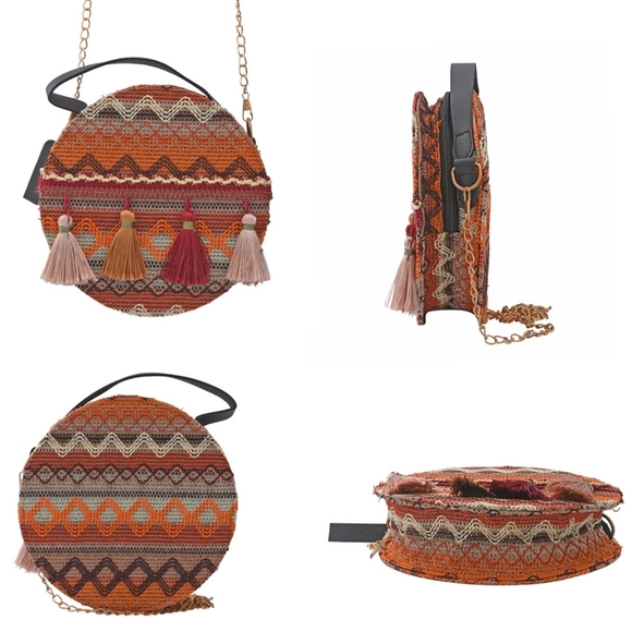 Thailand Designer ,ROYAL SIAMESE Handmade Embroidery Orange Faux Leather NWT - Picture 3 of 5